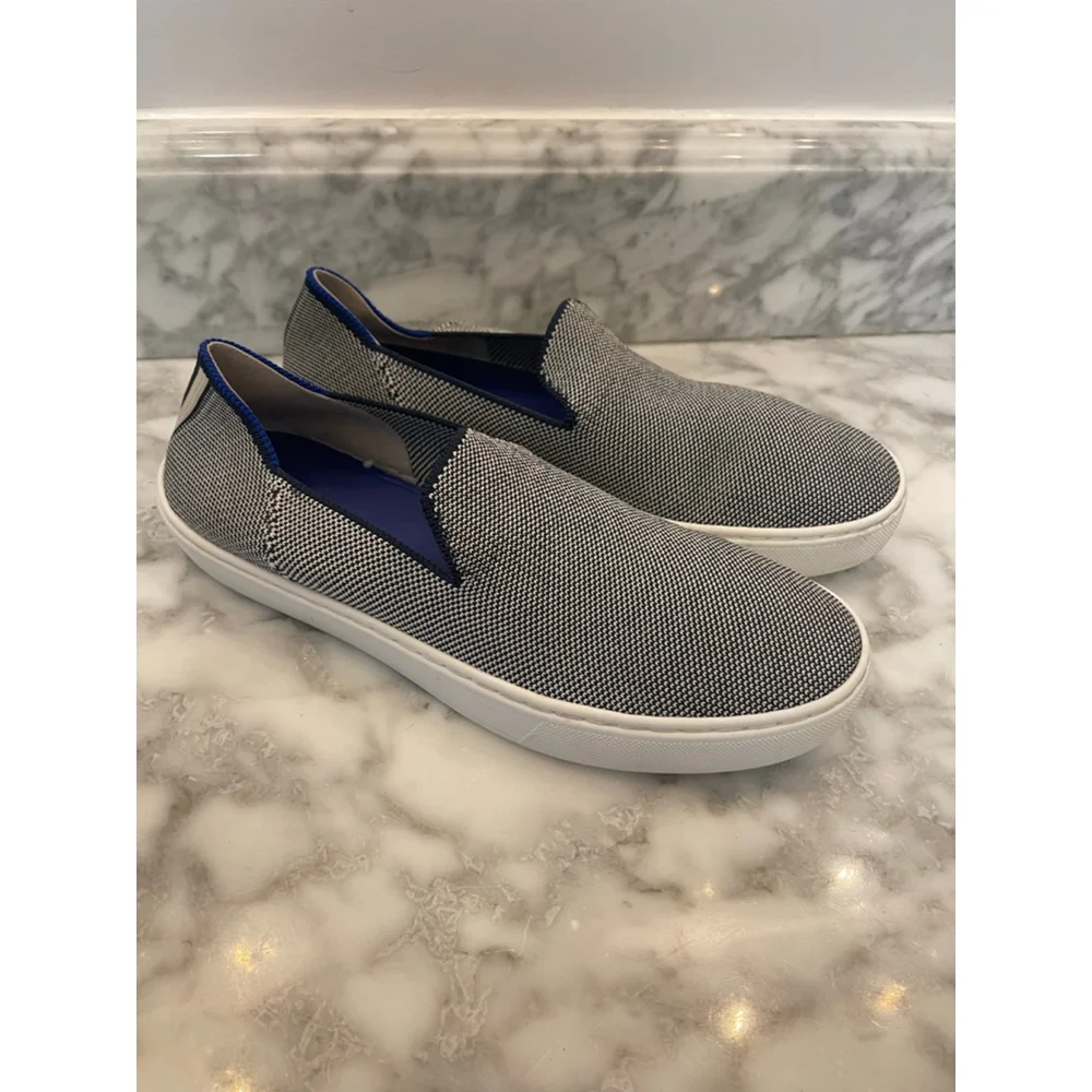 Rothy’s The City Slip On Navy White Knit Sneakers Womens 7 No Insoles - Picture 4 of 8